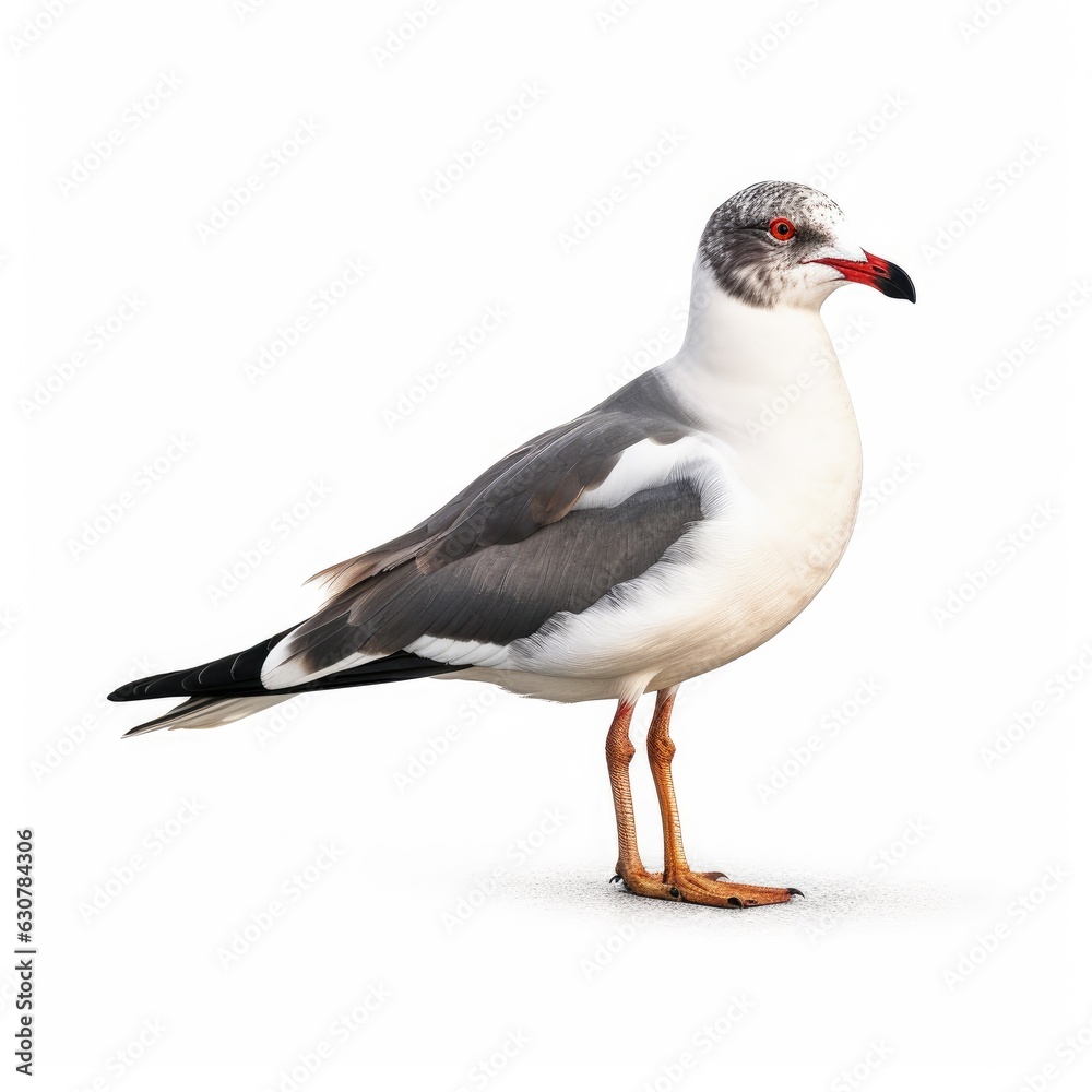 Fototapeta premium Black-tailed gull bird isolated on white. Generative AI