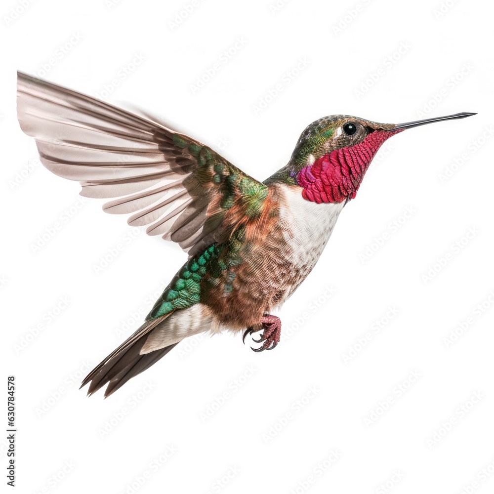 Obraz premium Broad-tailed hummingbird bird isolated on white. Generative AI