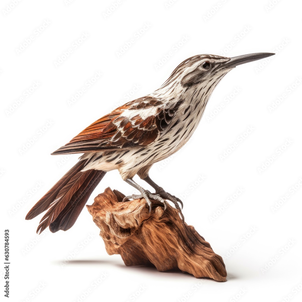 Fototapeta premium Brown creeper bird isolated on white. Generative AI
