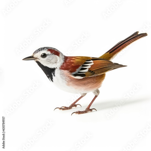 Chestnut-sided warbler bird isolated on white. Generative AI