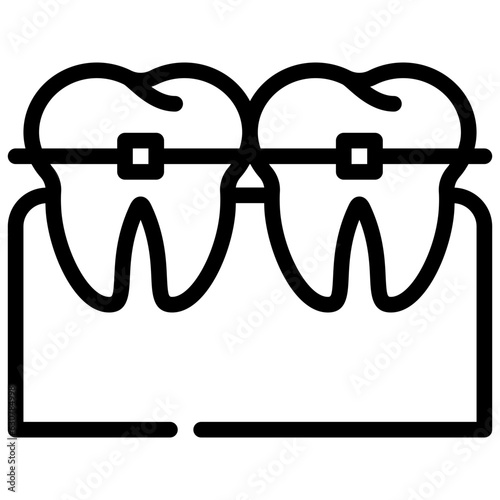 braces teeth tooth dental dentist stomatology simple line
