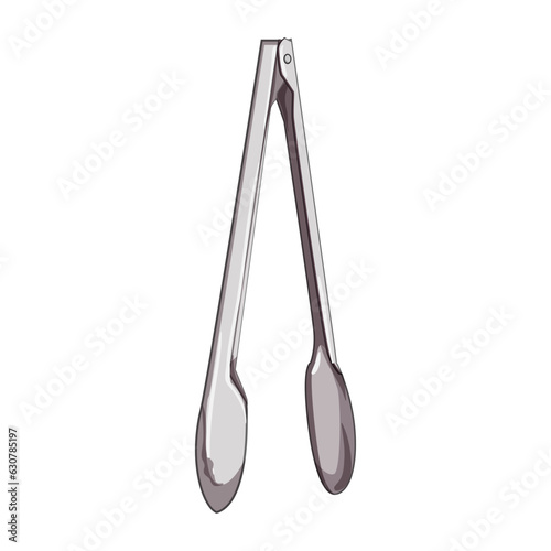 outdoor tongs hand cartoon. line chef, braai grilling, camping dinner outdoor tongs hand sign. isolated symbol vector illustration
