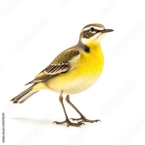 Eastern yellow wagtail bird isolated on white. Generative AI