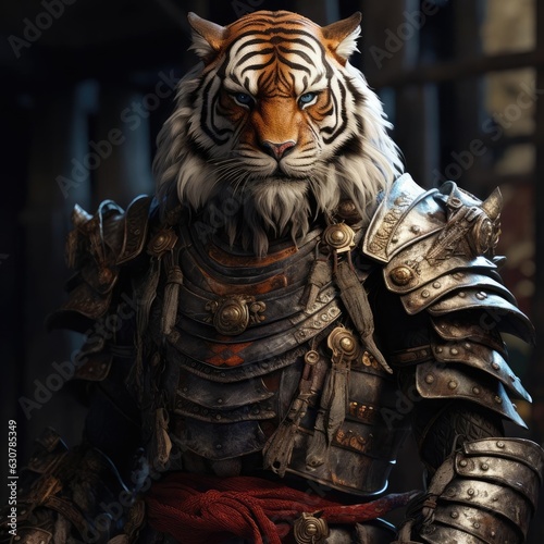Tiger in samurai armor © cherezoff
