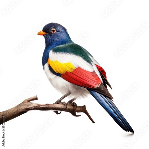 Elegant trogon bird isolated on white. Generative AI