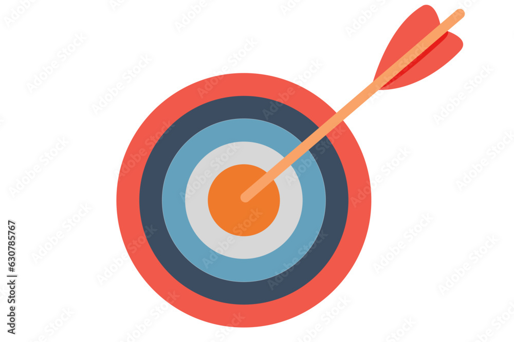 Target with a red arrow shot directly into the center of its bullseye Target with a red arrow shot directly into the center of its bullseye