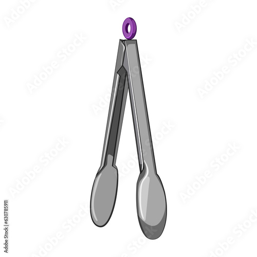 braai tongs hand cartoon. grilling camping, dinner metal, family silver braai tongs hand sign. isolated symbol vector illustration