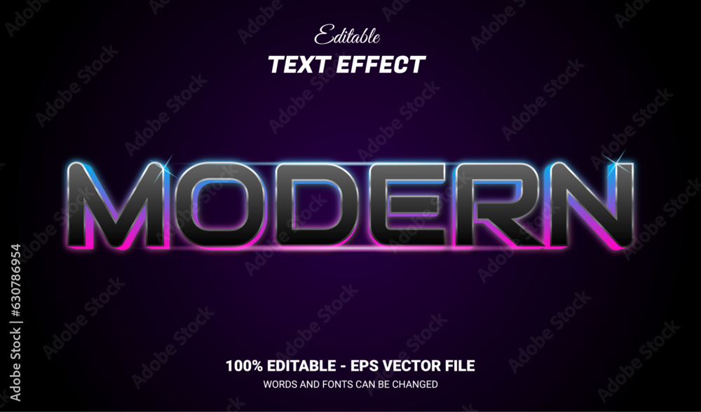Modern neon editable text effect