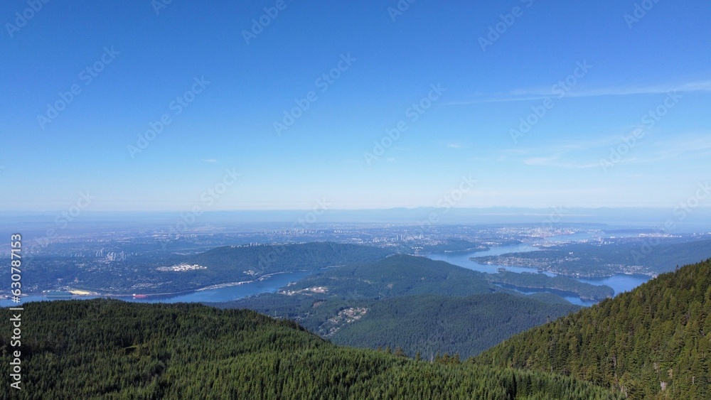 Shot of a crystal clear lake surrounded by a lush forest with a majestic sky in the background