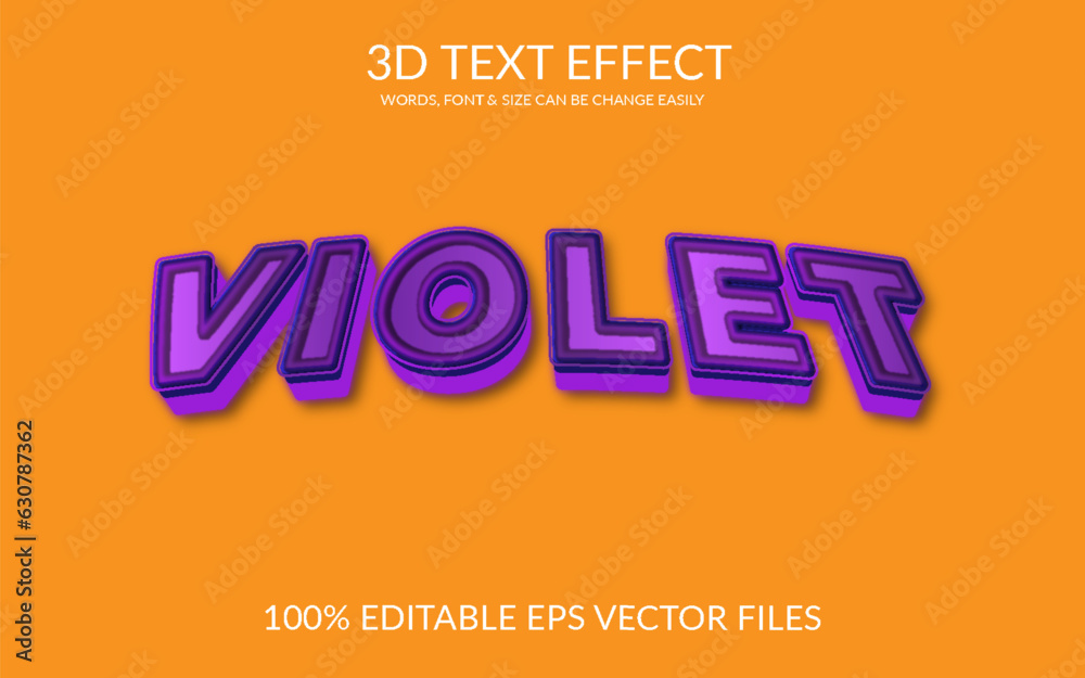 Violet 3d Fully Editable Vector Eps Text Effect Template Design.