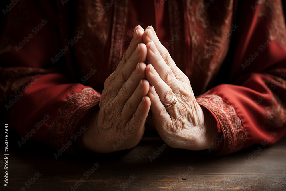 A close-up image of clasped hands, showcasing the intimacy and sincerity of personal prayers Generative AI
