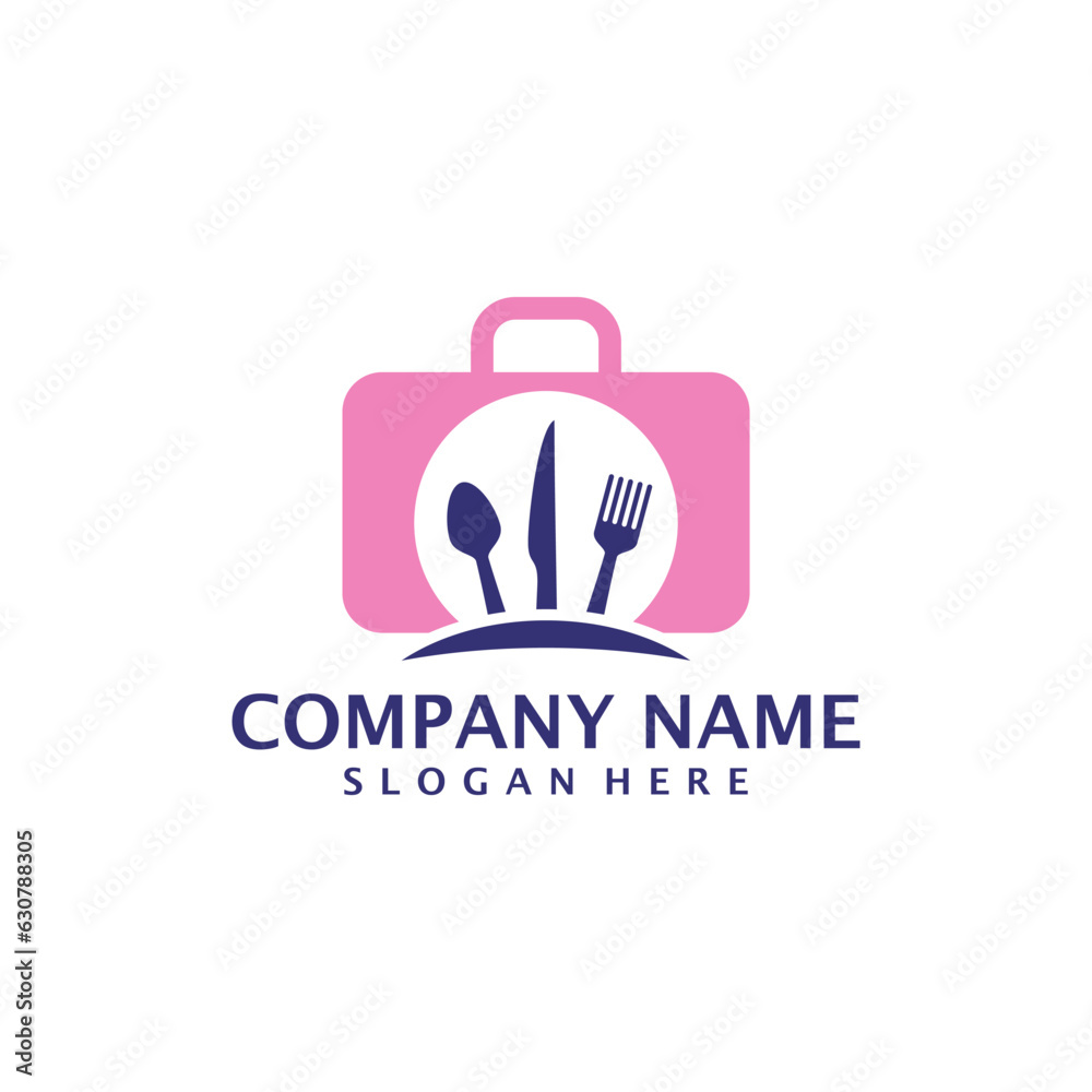 Food Suitcase logo design vector. Suitcase logo design template concept