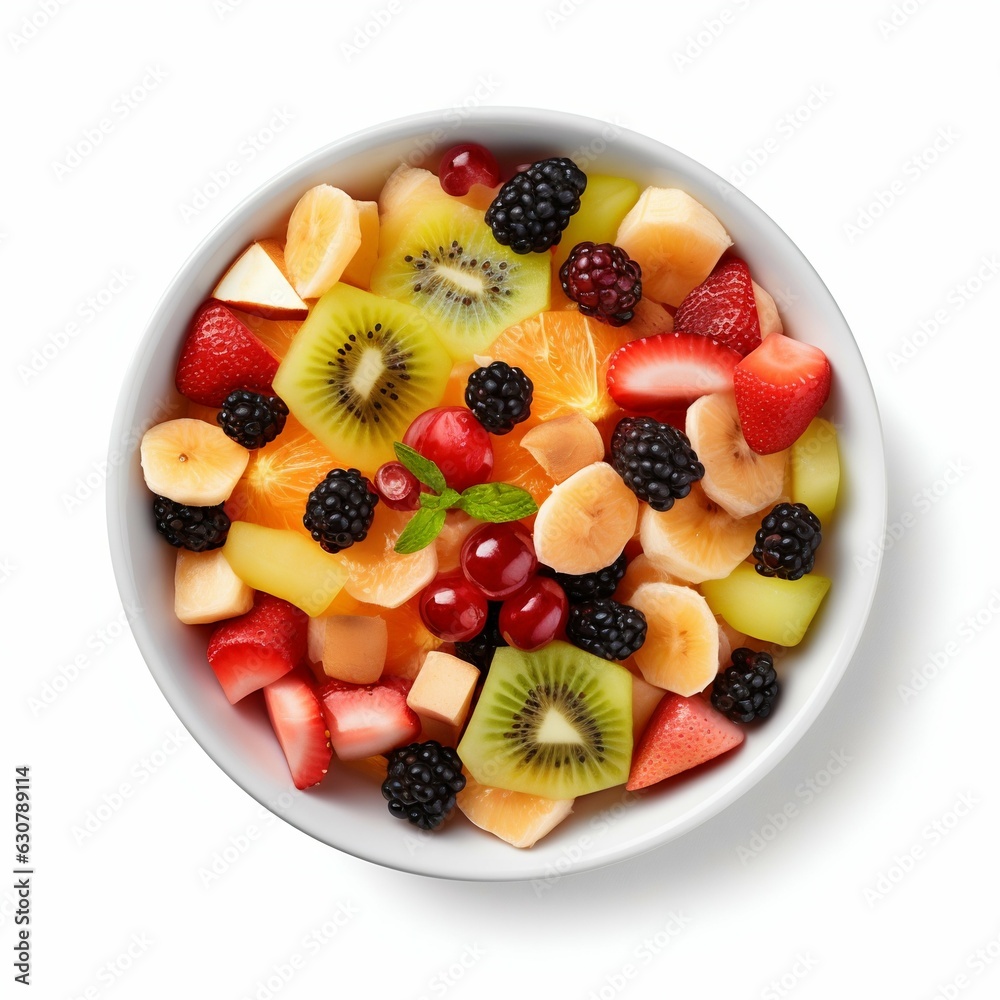 Fruit Chaat Top View Isolated on a White Background. Generative ai Fruit Chaat Top View Isolated on a White Background. Generative ai