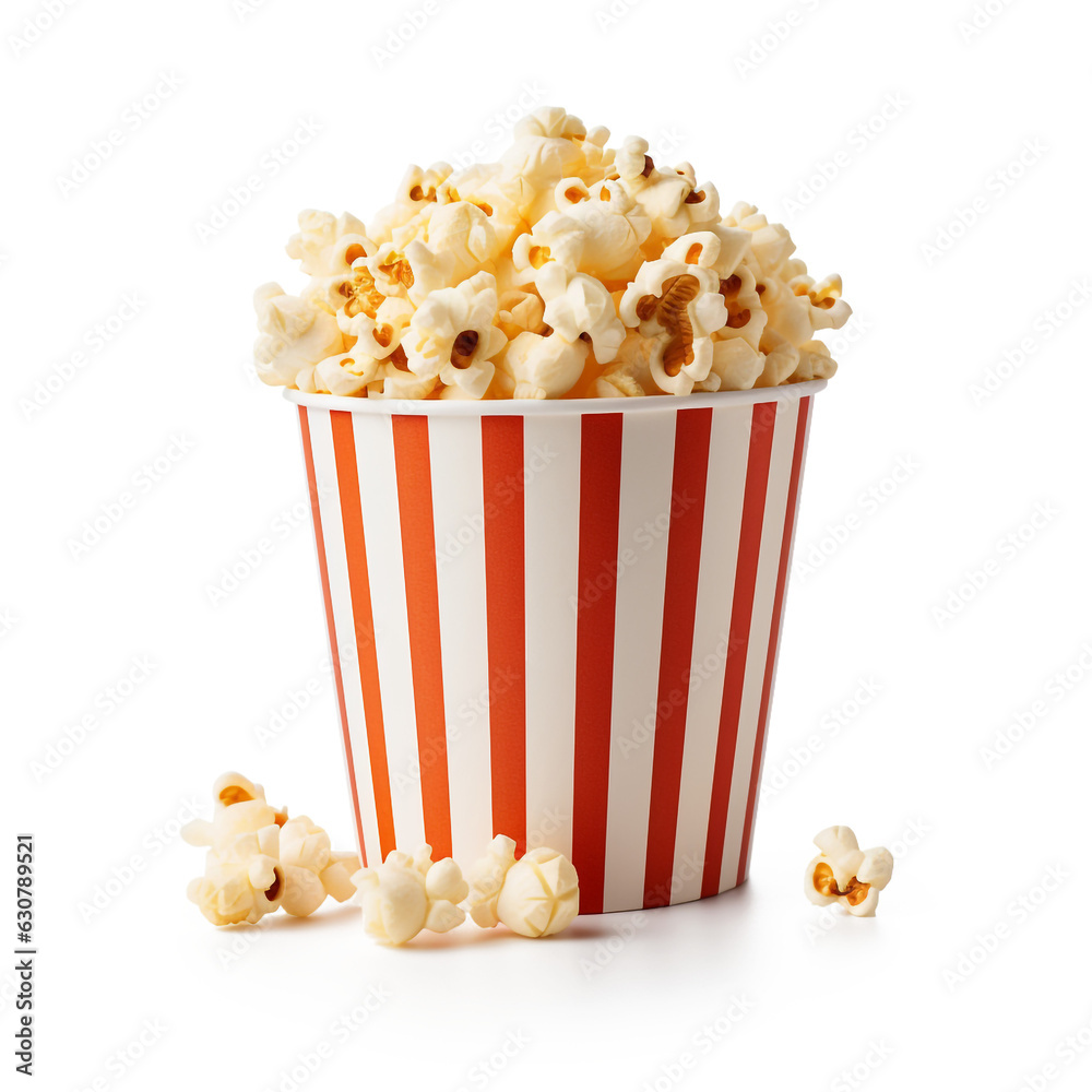 popcorn bucket, isolated on a transparent background made with AI generative technology