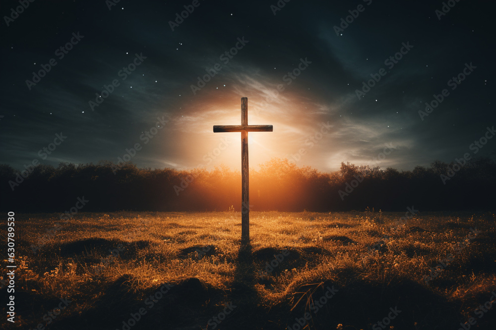An iconic image of a cross, representing the central symbol of Christianity Generative AI An iconic image of a cross, representing the central symbol of Christianity Generative AI