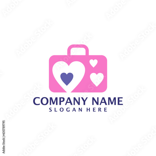 Love Suitcase logo design vector. Suitcase logo design template concept
