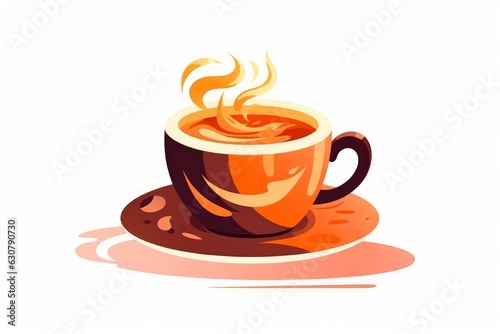Cup of Americano on White Background in Cartoon Style. AI generated