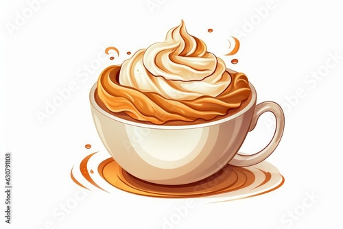 Cup of Cappuccino Isolated on White in cartoon style. AI generated