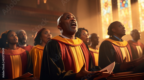 Church Choir Performance: A captivating image of an African Black church choir singing soulful hymns and spiritual songs during a special Christmas Eve service