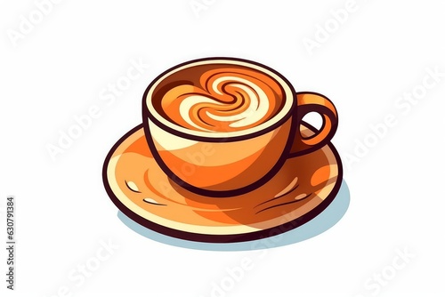 Espresso Cup on White Background in cartoon style. AI generated