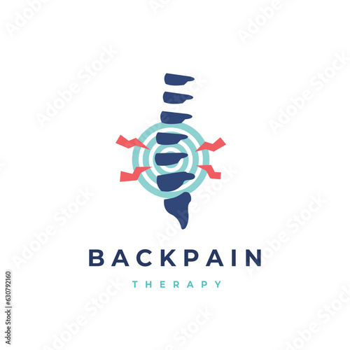 Chiropractic Back pain vector logo design. Chiropractic illustration. Spine icon with Physio therapy suitable for clinic