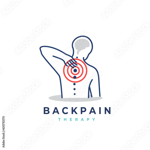 Back pain vector logo illustration. Chiropractic icon design Spine icon for Physio therapy fit for clinic photo