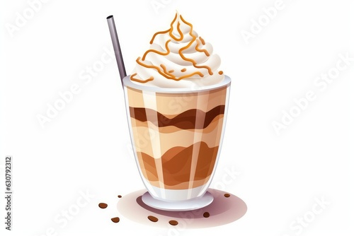 Cup of Mocha isolated on White in cartoon style. AI generated