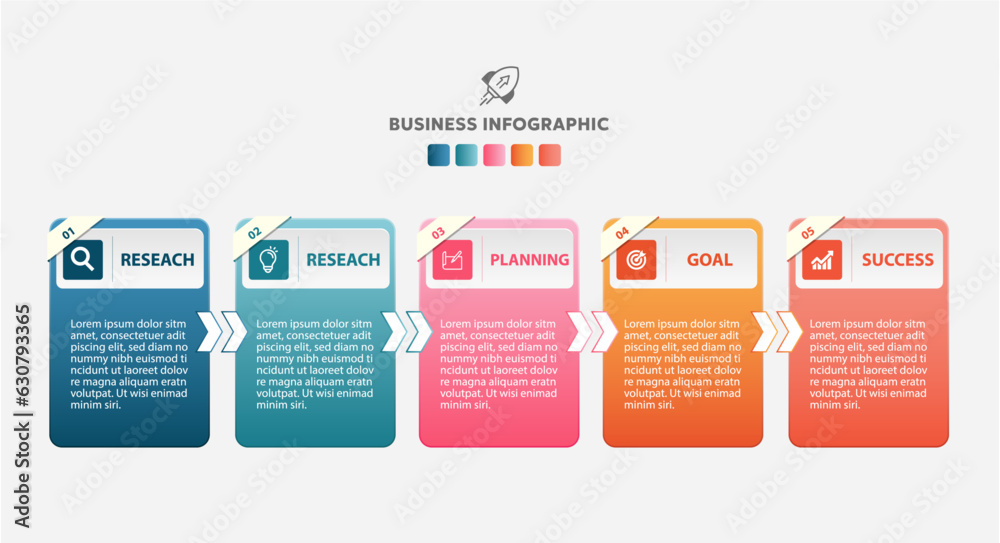 Business infographic Gradient color process with rectangle template design with icons 5 big number and 5 options,Vector illustration. Business infographic Gradient color process with rectangle template design with icons 5 big number and 5 options,Vector illustration.