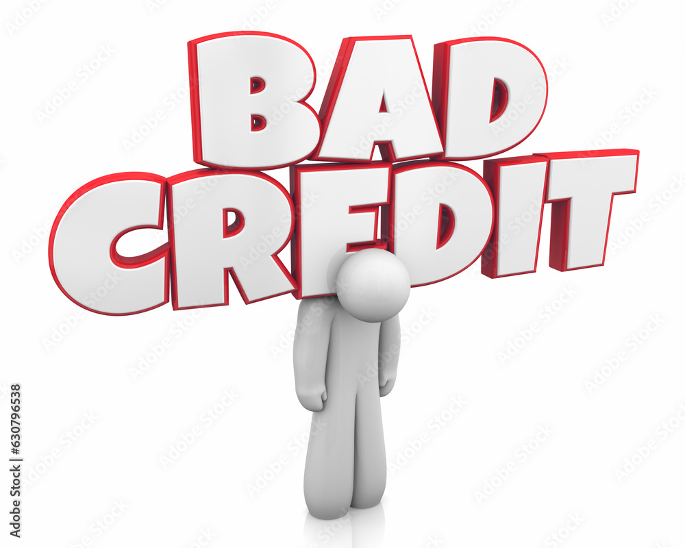 Bad Credit Score Rating Report Denied Loan Applicant Person 3d Illustration Bad Credit Score Rating Report Denied Loan Applicant Person 3d Illustration