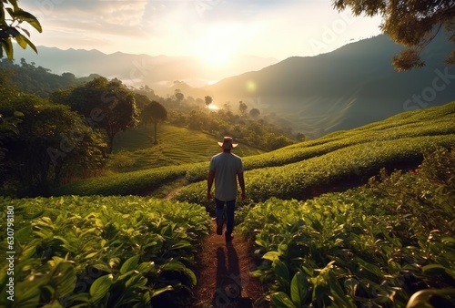 A man on a tea plantation