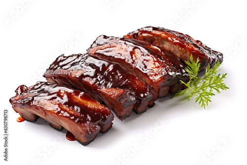 BBQ ribs isolated on white, culinary delight