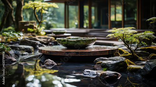 Zen Garden Decorate Idea: Capturing the Outdoor Beauty of Nature and Mindfulness in a Perfect Balance, Nature and Lifestyle Background, Home and garden Minimal concept
