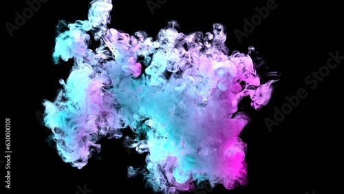 Neon lit smoke explosion on an alpha background in 4K at 30fps