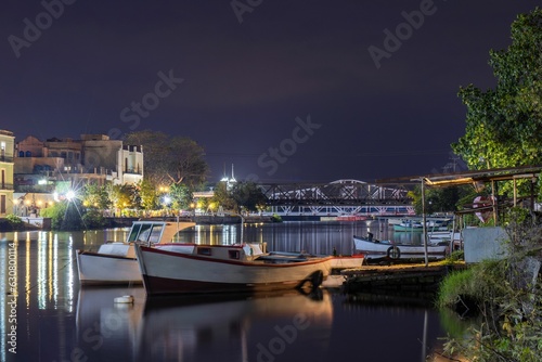 View of the San Juan River in Matanzas at night. Cuba.