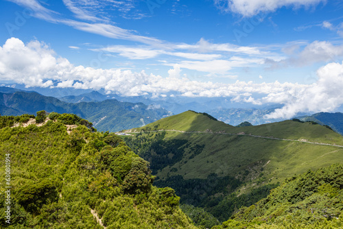 Beautiful mountain range over east peak of Hehuanshan