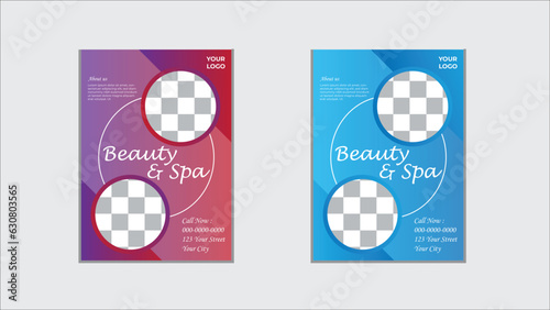 Modern spa and beauty center flyer standard size,  Health and body massage, makeup parlor, salon, cosmetic treatment.....