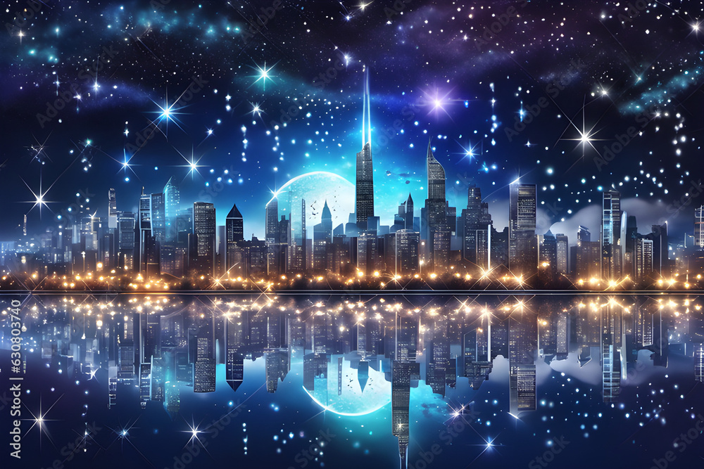 The night sky view of the city. Generative AI The night sky view of the city. Generative AI