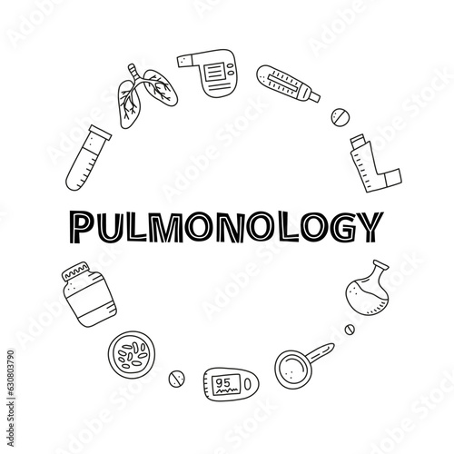 Poster with doodle pulmonology items.