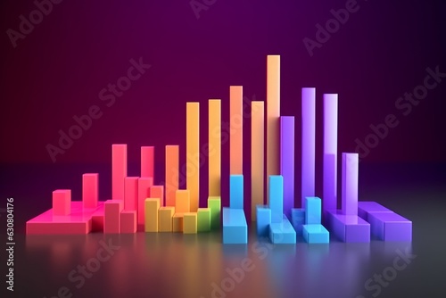 3D render colorful bar graph