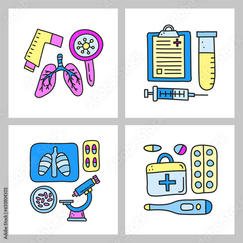 Groups of doodle tuberculosis items.