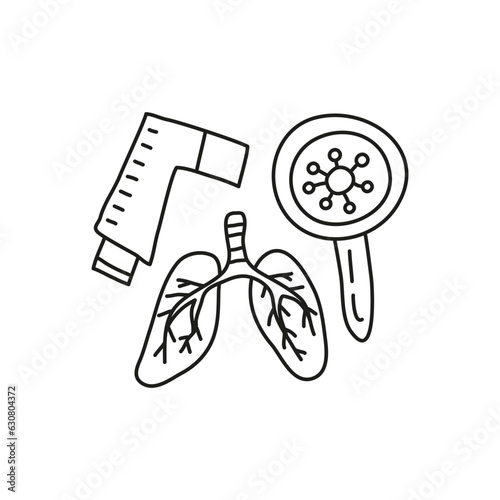 Group of simple doodle medical icons.