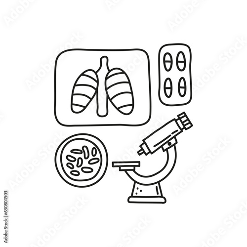 Group of simple doodle medical icons.