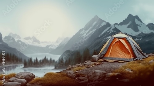 Outdoor camping background. Copy space.