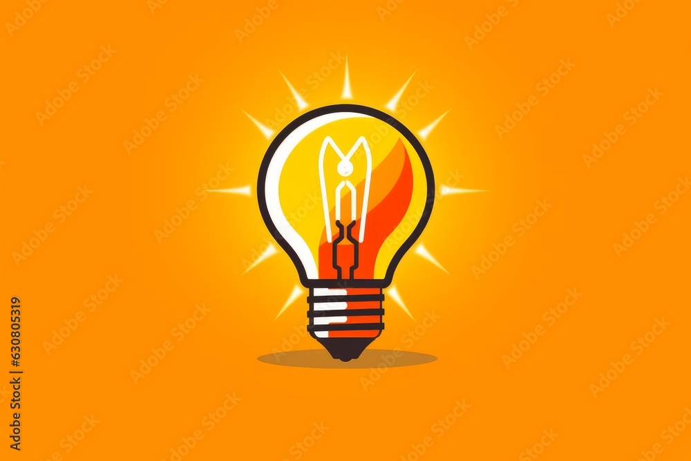 Vibrant orange light bulb shining brightly Vibrant orange light bulb shining brightly