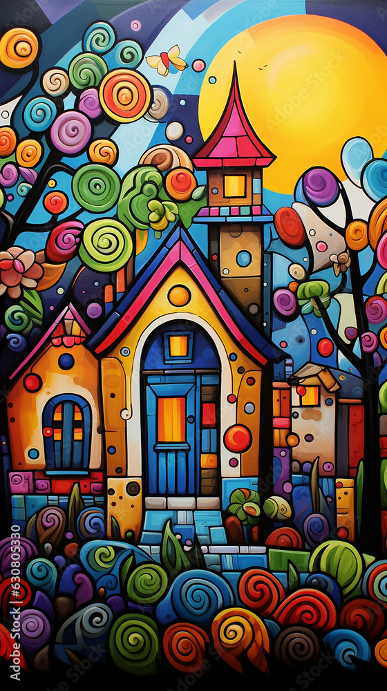 casa em arte colorida estilo cubista 