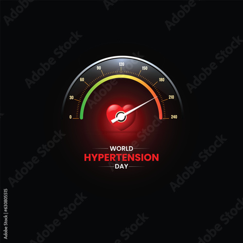 World Hypertension Day. Health raise awareness concept for banner, poster, card and background design. Hypertension concept. vector illustration. vector heart. heart pressure meter.