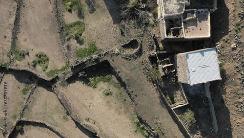 Aerial view of stone and mud houses  Sarat Abidah  Saudi Arabia photo