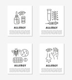 Cards with doodle outline allergy icons.