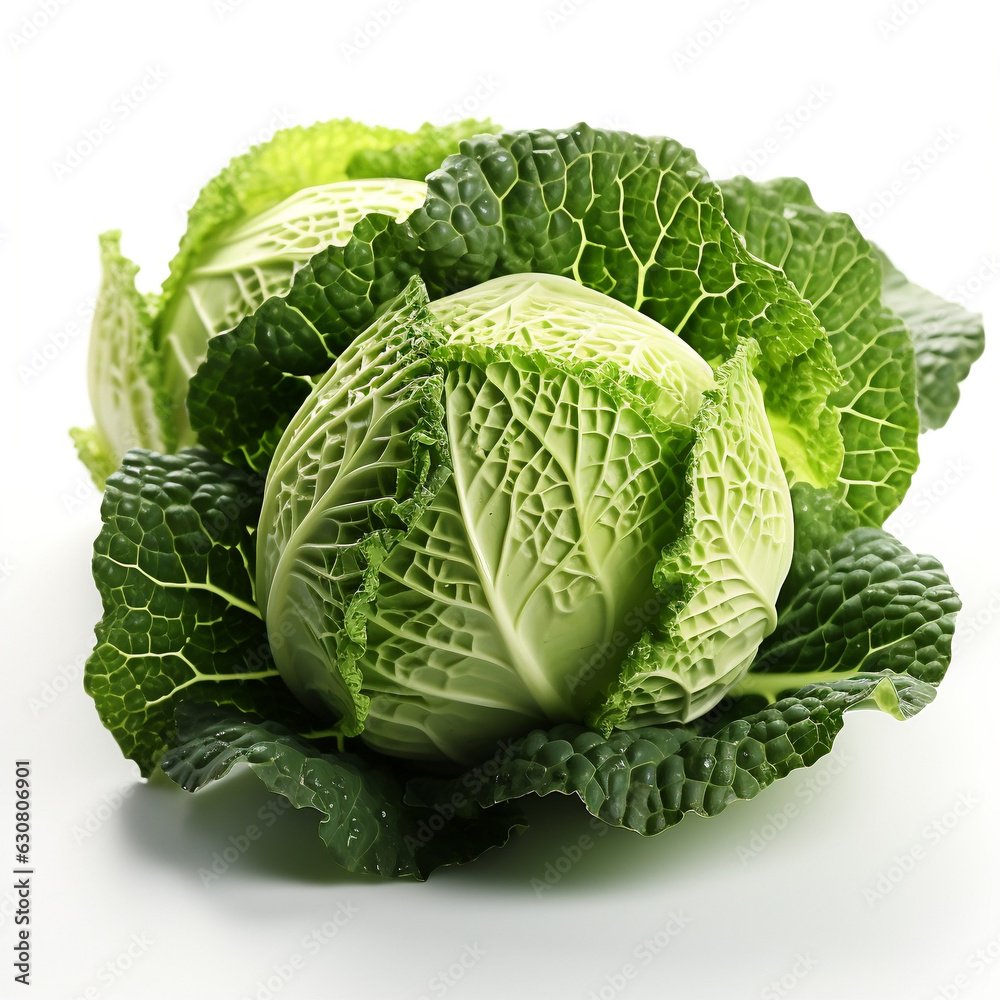 Fototapeta premium head of cabbage isolated on white background. cabbage with fresh leaves. fresh cabbage. cabbage. vegetable. food. organic. eco