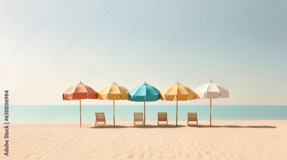 A row of beach umbrellas sitting on top of a sandy beach